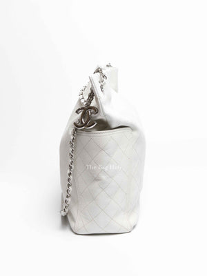 Chanel White Caviar Stitched CC Pocket Tote Bag
