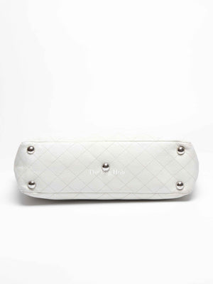 Chanel White Caviar Stitched CC Pocket Tote Bag