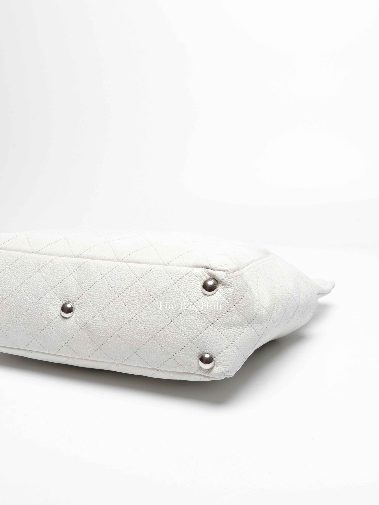 Chanel White Caviar Stitched CC Pocket Tote Bag