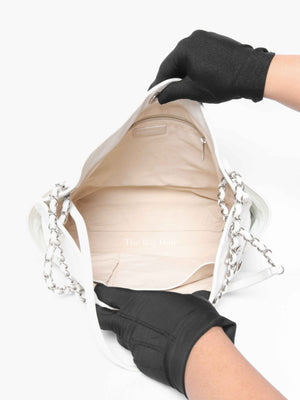 Chanel White Caviar Stitched CC Pocket Tote Bag