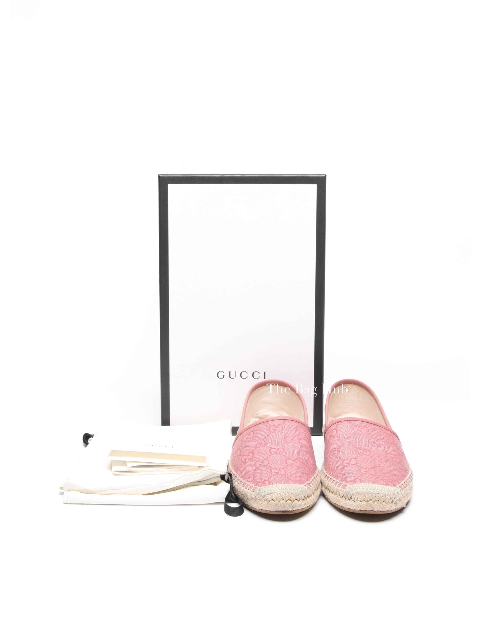 Gucci Pink GG Canvas and Leather Espadrille Flats Size 36