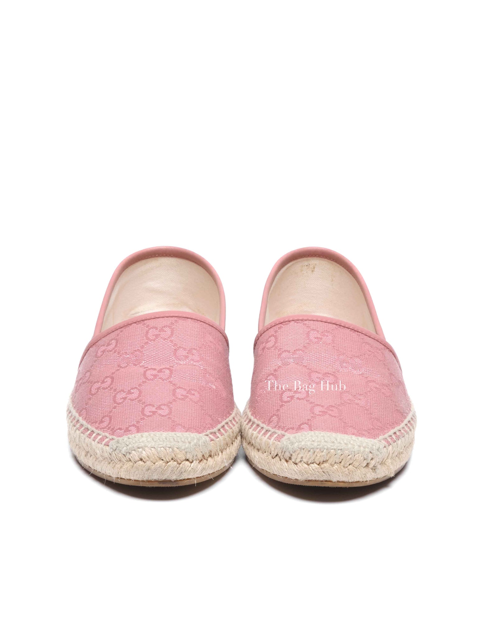 Gucci Pink GG Canvas and Leather Espadrille Flats Size 36