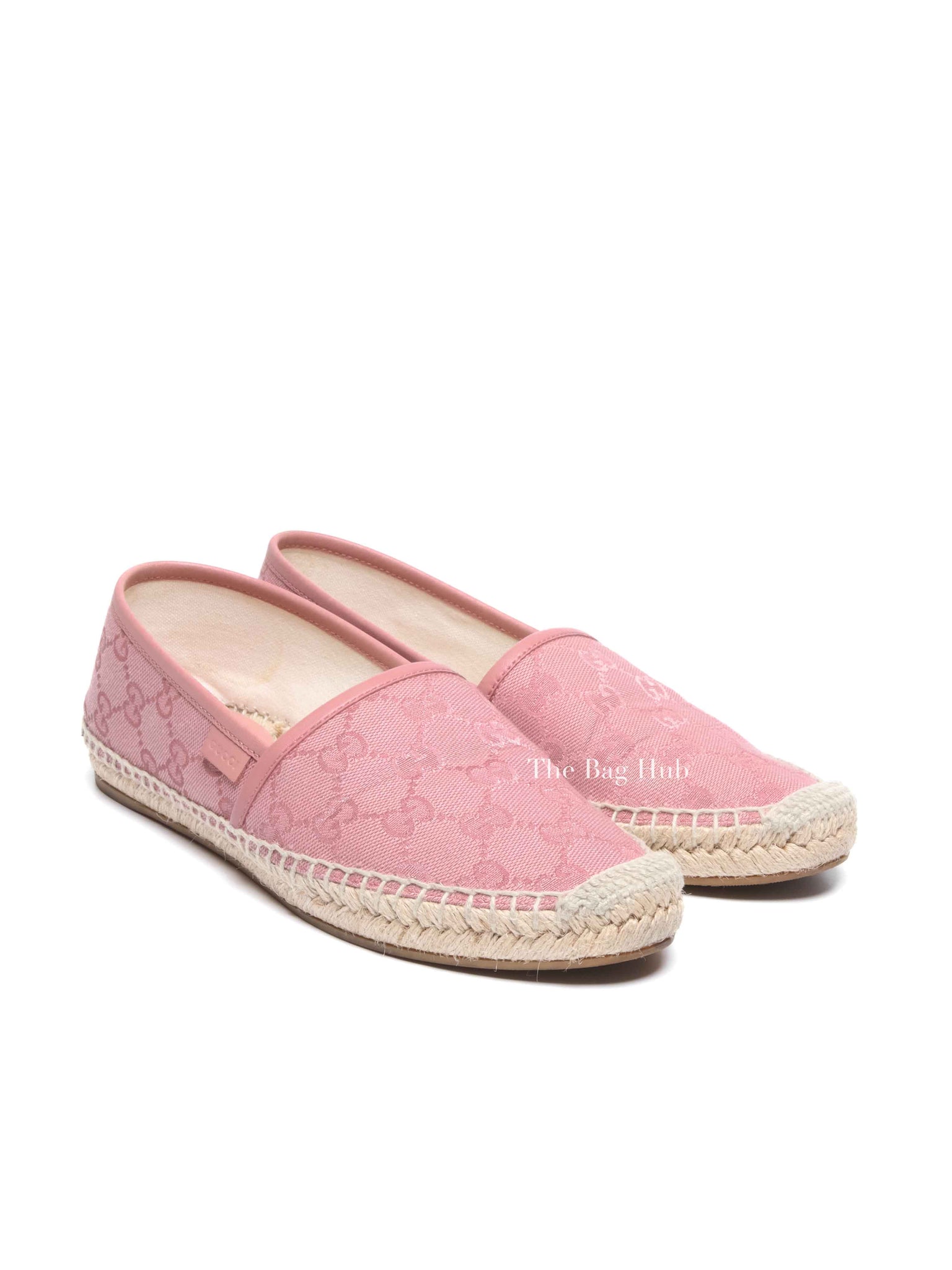 Gucci Pink GG Canvas and Leather Espadrille Flats Size 36