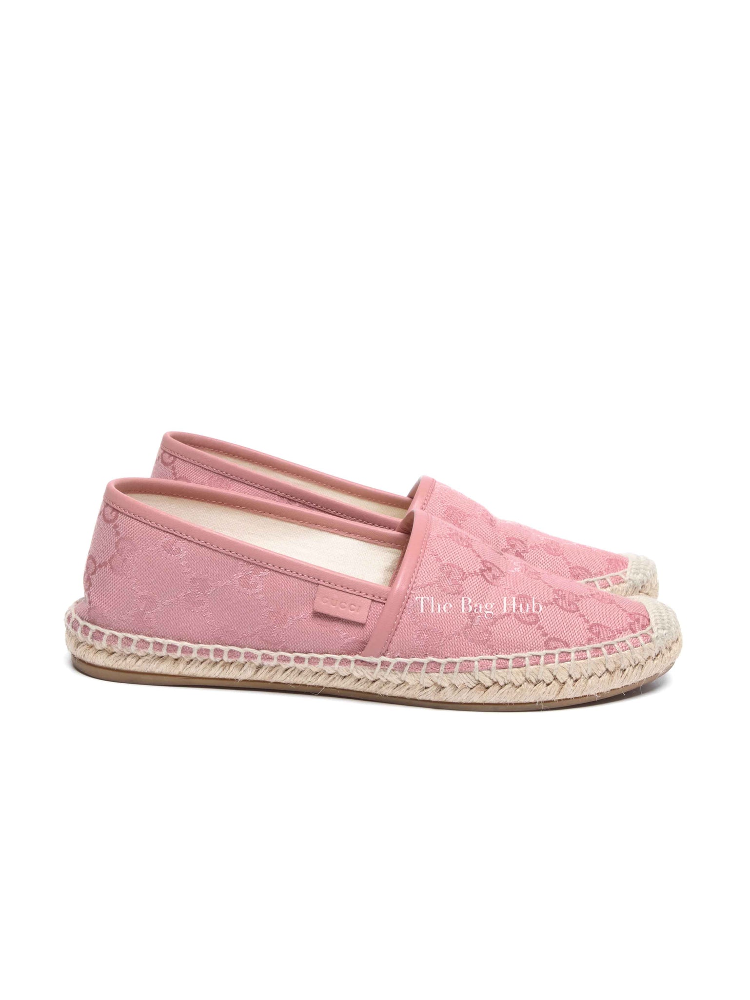 Gucci Pink GG Canvas and Leather Espadrille Flats Size 36