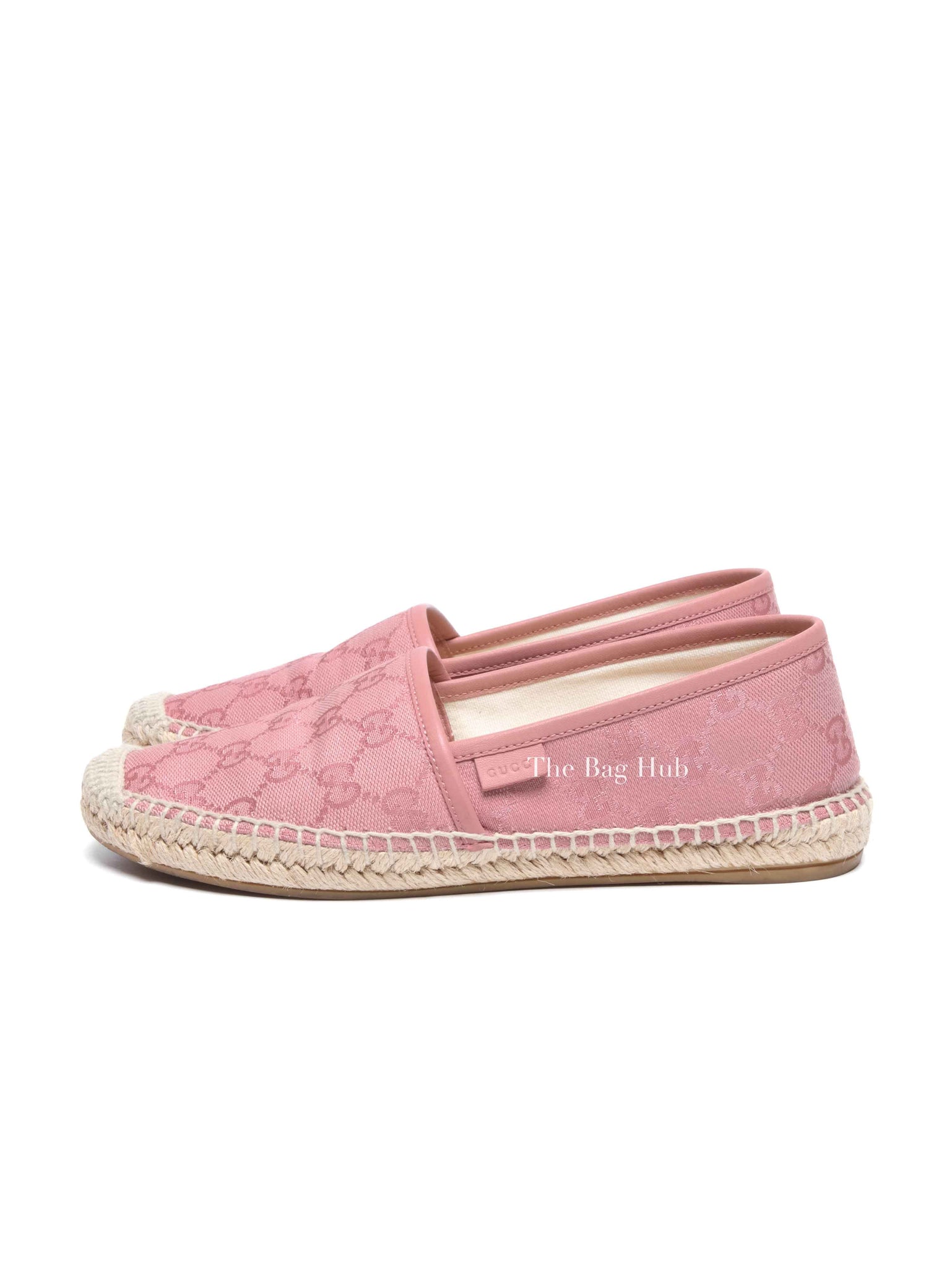 Gucci Pink GG Canvas and Leather Espadrille Flats Size 36