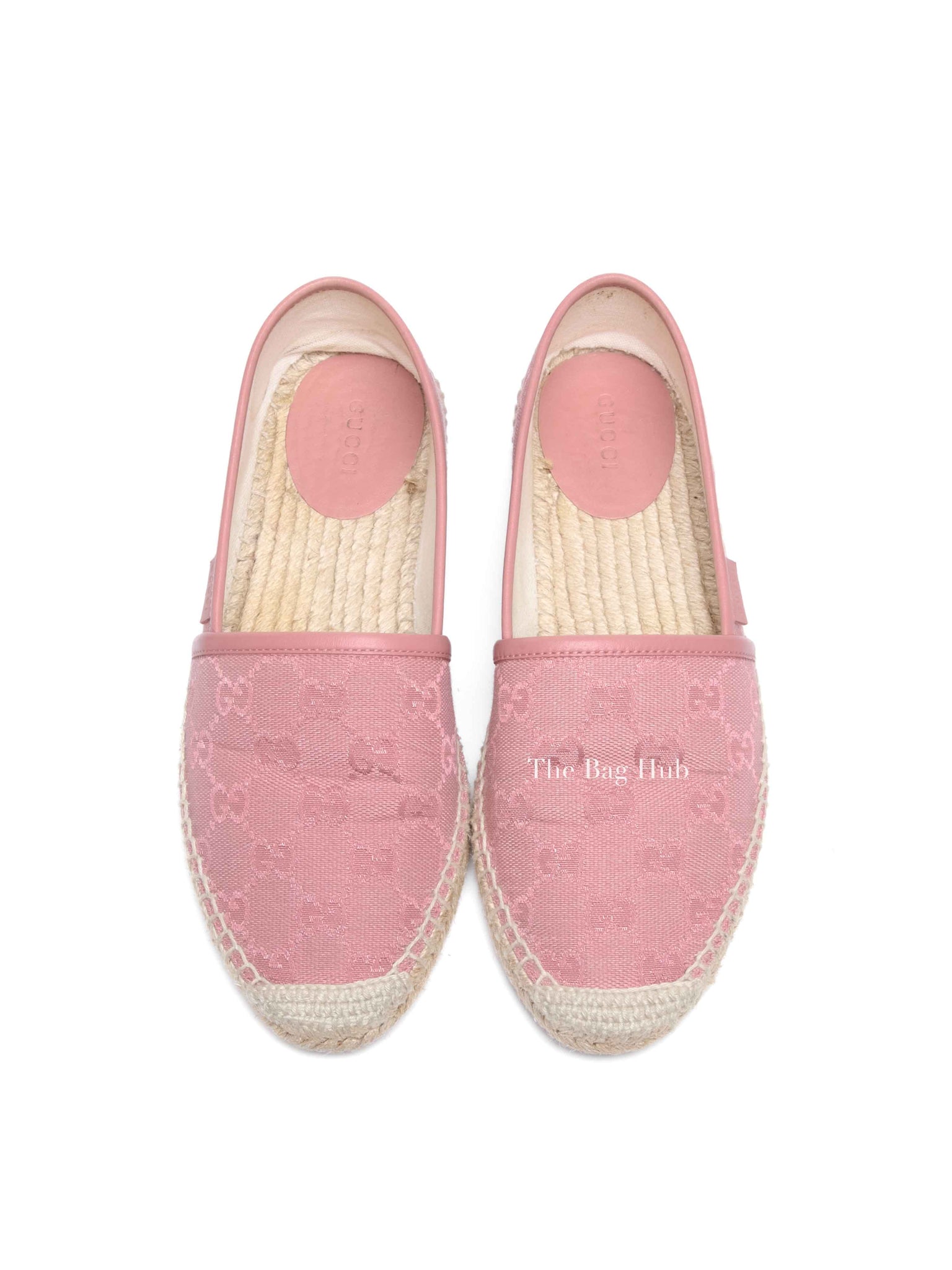 Gucci Pink GG Canvas and Leather Espadrille Flats Size 36