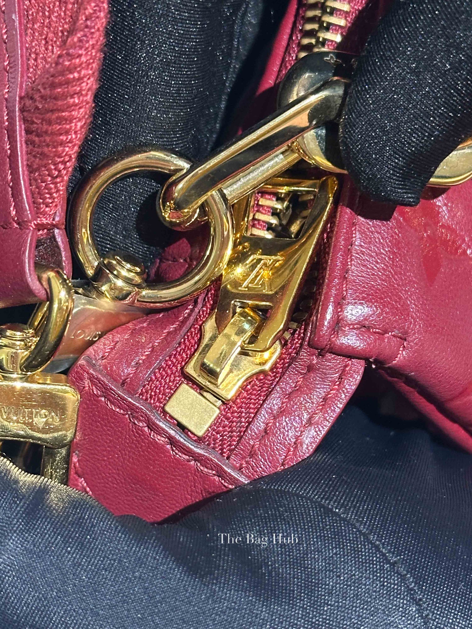 Louis Vuitton Wine Lambskin Embossed Monogram Coussin PM Bag