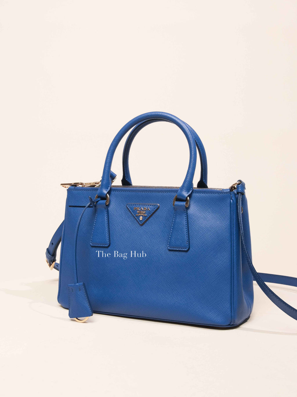 Prada Royal Saffiano Lux Leather Double Zip Mini Tote Bag