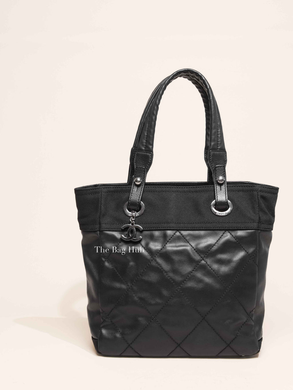 Chanel Black Canvas Paris Biarritz PM Tote Bag