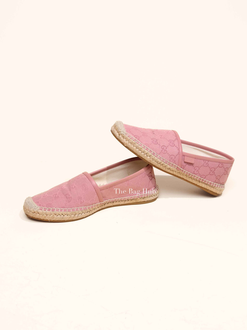 Gucci Pink GG Canvas and Leather Espadrille Flats Size 36