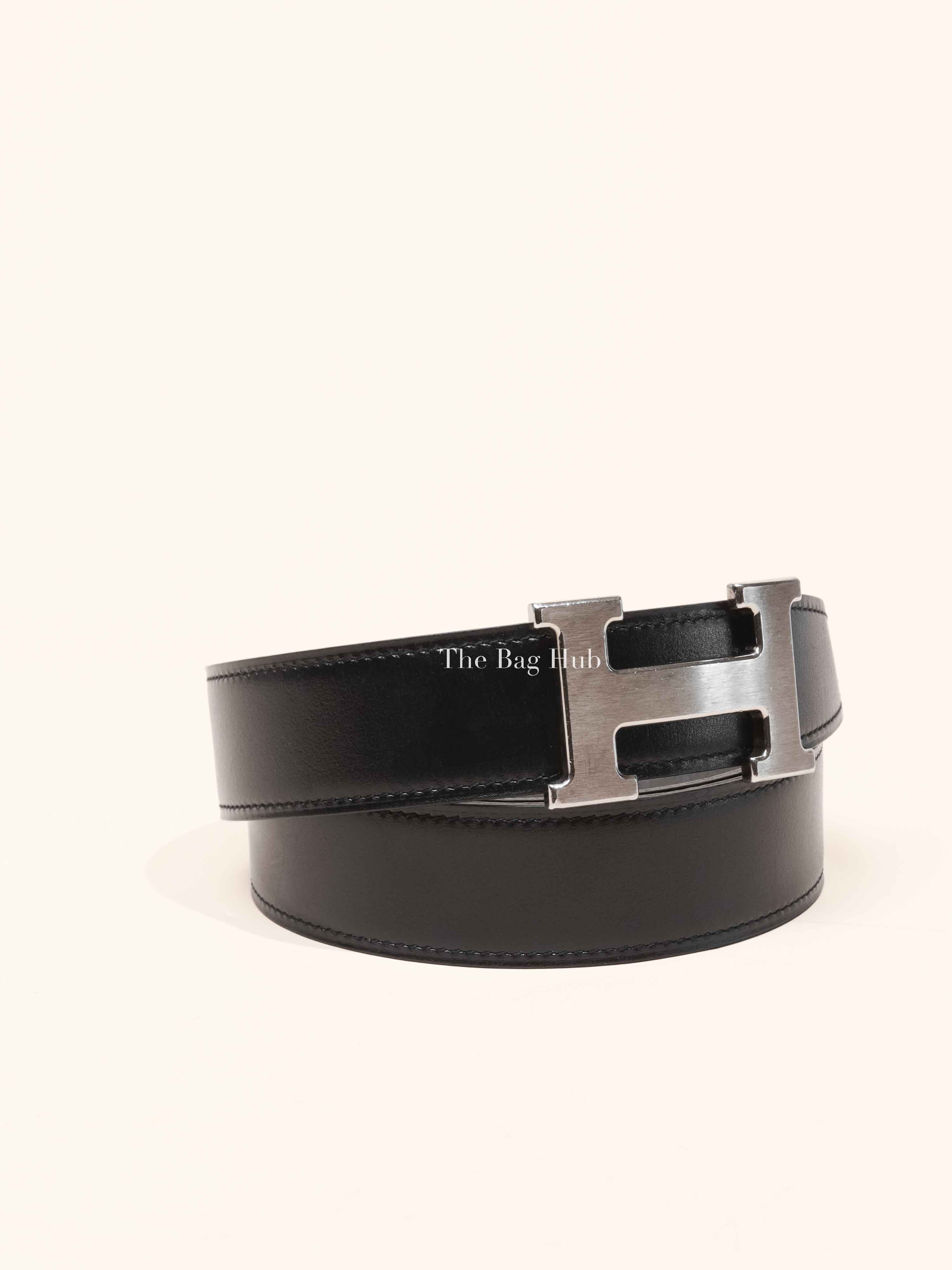 Hermes Black/Gray Togo/Swift Constance Belt 32mm | Designer Brand
