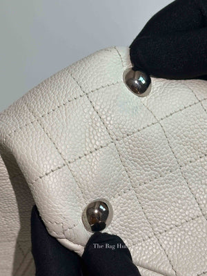 Chanel White Caviar Stitched CC Pocket Tote Bag