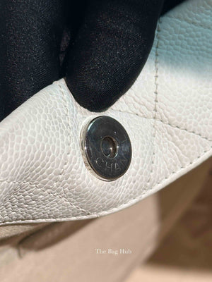 Chanel White Caviar Stitched CC Pocket Tote Bag