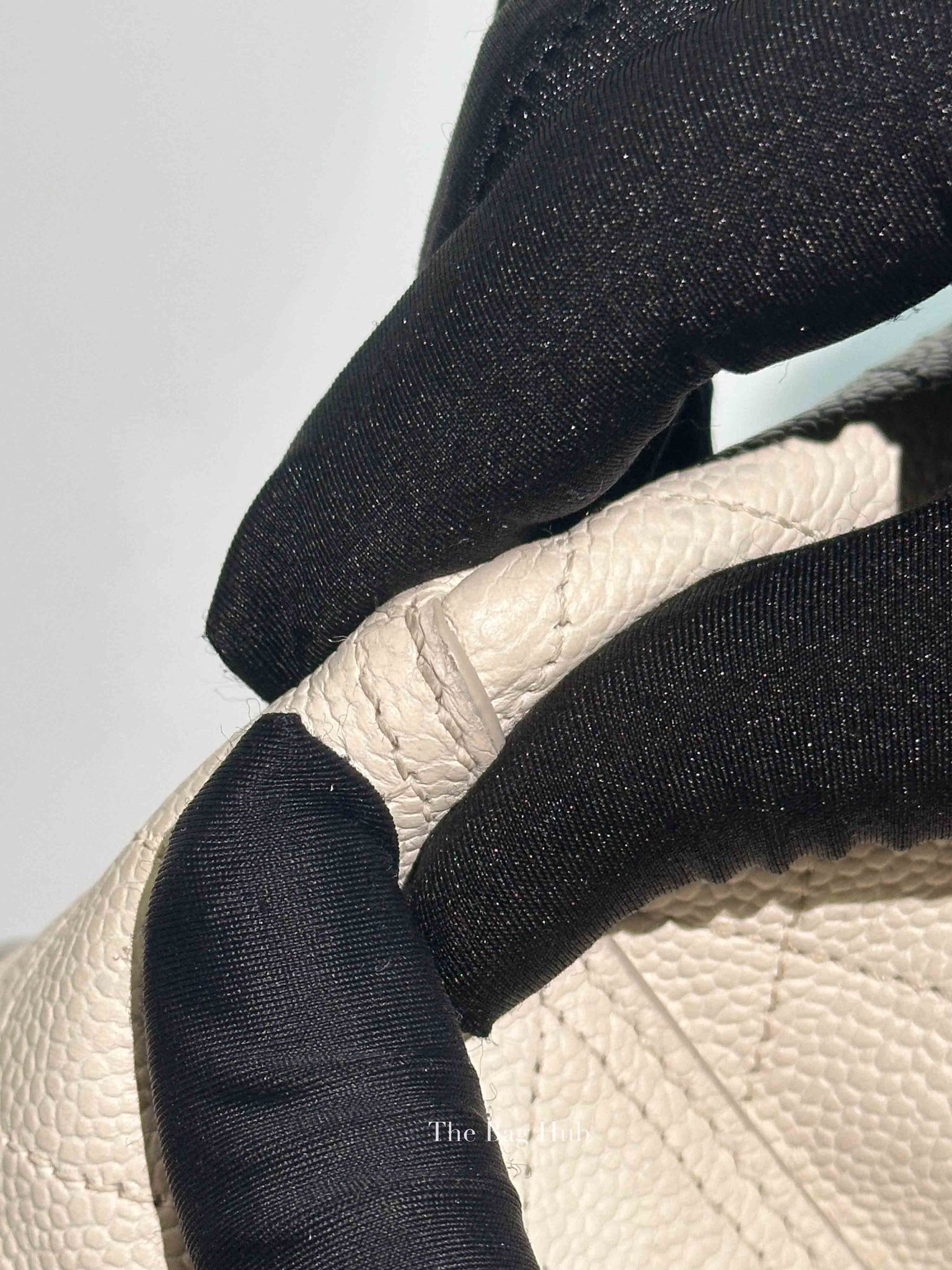 Chanel White Caviar Stitched CC Pocket Tote Bag