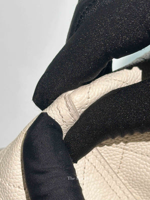 Chanel White Caviar Stitched CC Pocket Tote Bag