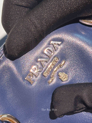 Prada Blue Soft Calf Double Zip Shoulder Bag
