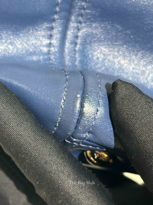 Prada Blue Soft Calf Double Zip Shoulder Bag