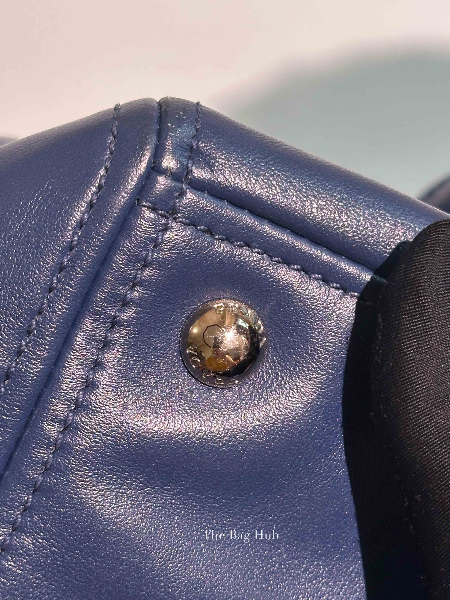 Prada Blue Soft Calf Double Zip Shoulder Bag