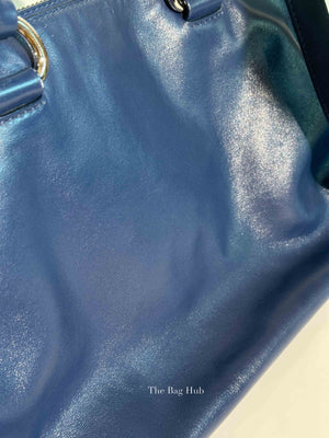 Prada Blue Soft Calf Double Zip Shoulder Bag