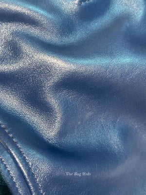 Prada Blue Soft Calf Double Zip Shoulder Bag