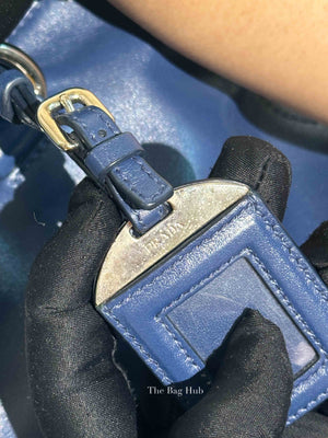 Prada Blue Soft Calf Double Zip Shoulder Bag