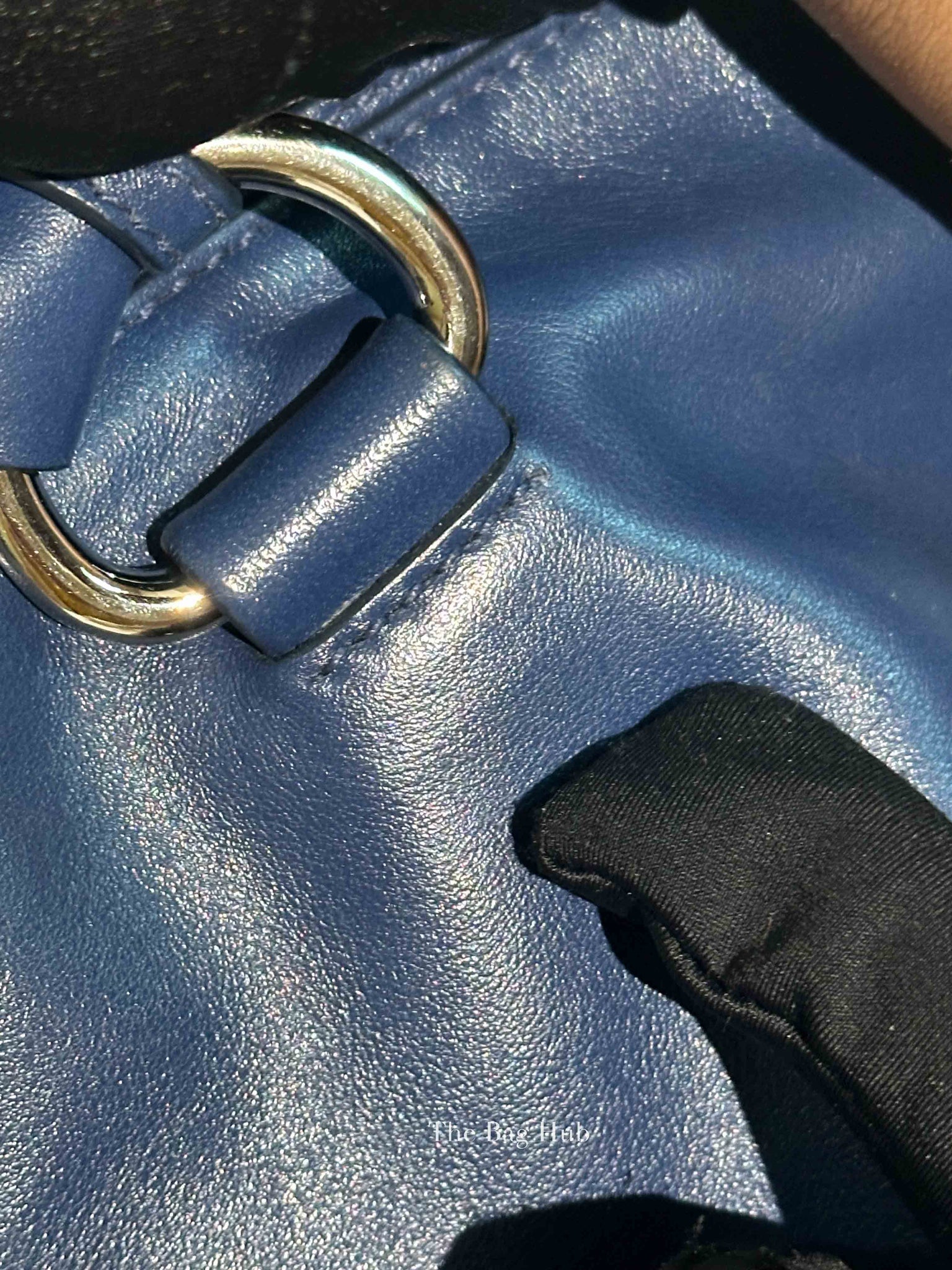 Prada Blue Soft Calf Double Zip Shoulder Bag