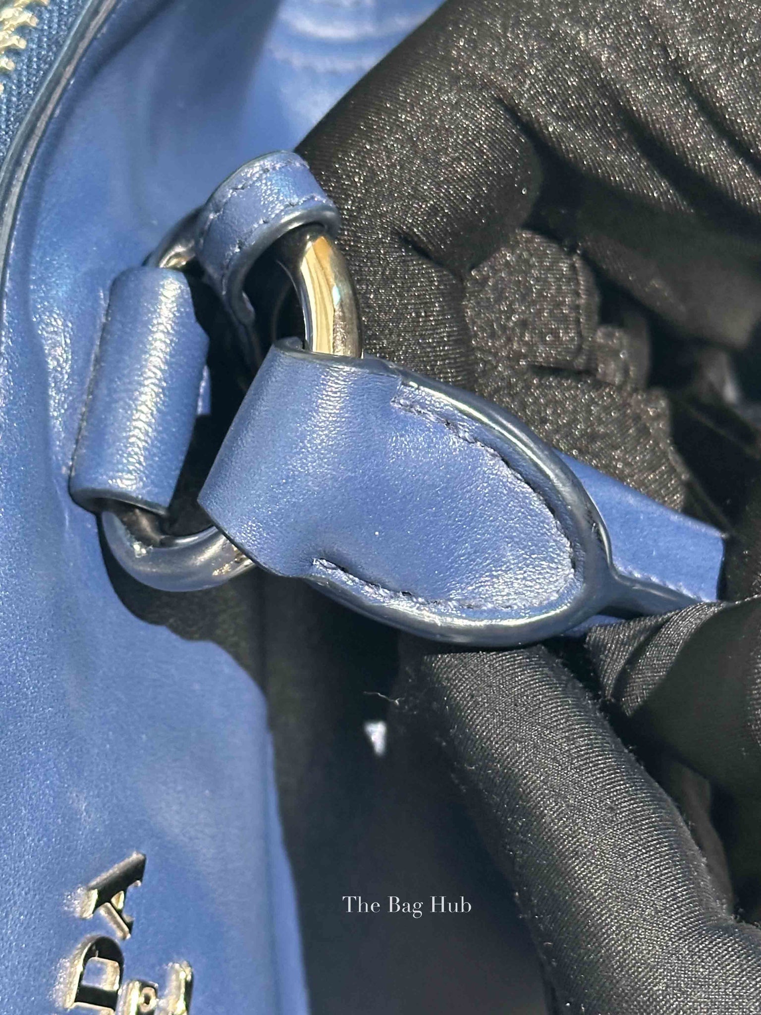 Prada Blue Soft Calf Double Zip Shoulder Bag