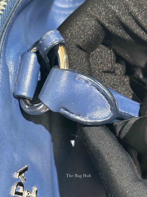 Prada Blue Soft Calf Double Zip Shoulder Bag