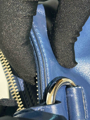 Prada Blue Soft Calf Double Zip Shoulder Bag
