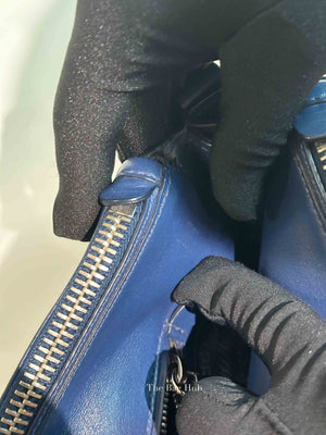 Prada Blue Soft Calf Double Zip Shoulder Bag