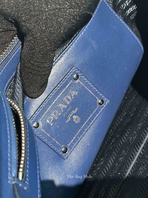 Prada Blue Soft Calf Double Zip Shoulder Bag
