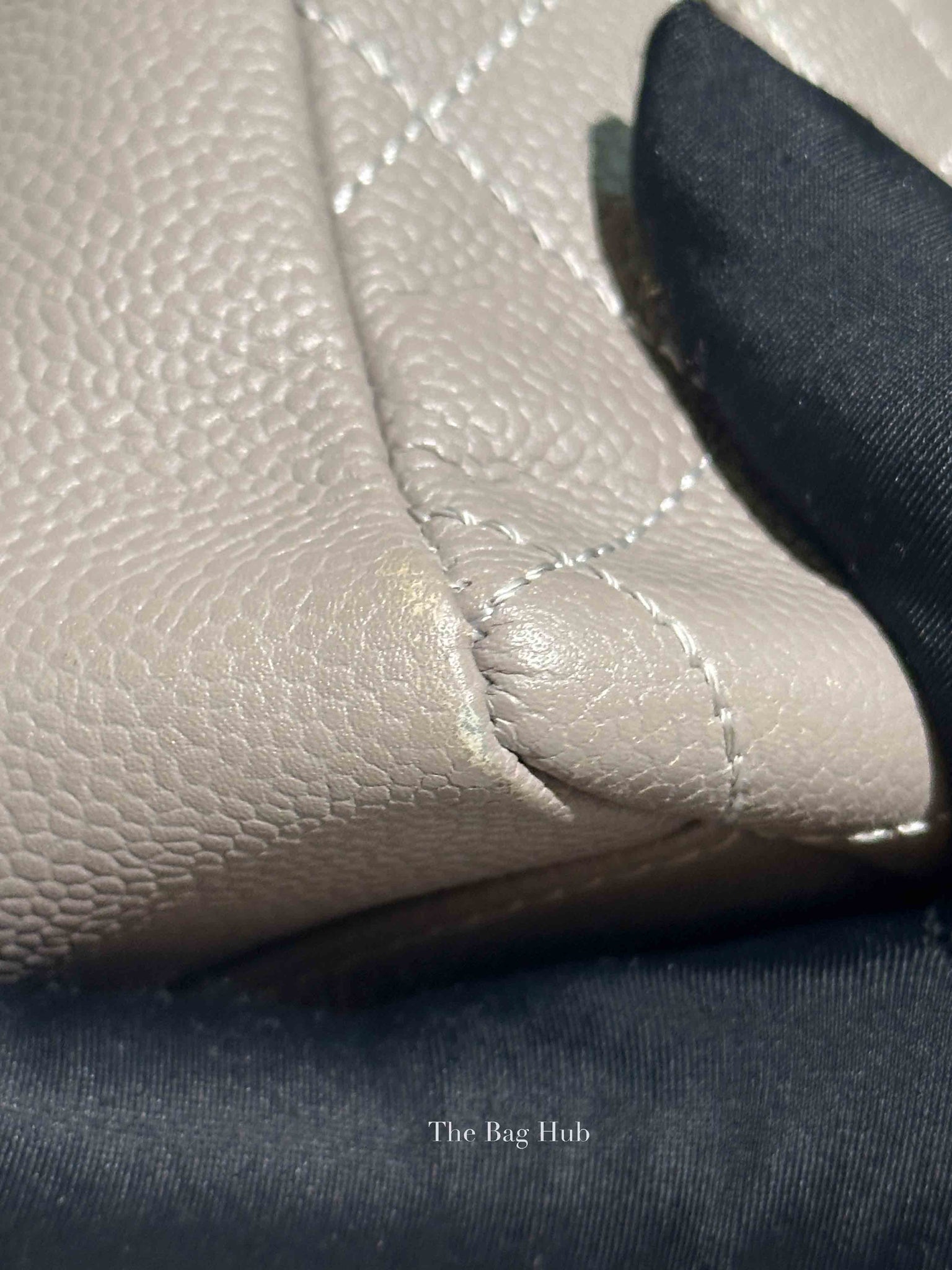 Chanel Gray Caviar Quilted Grand Shopping Tote Bag