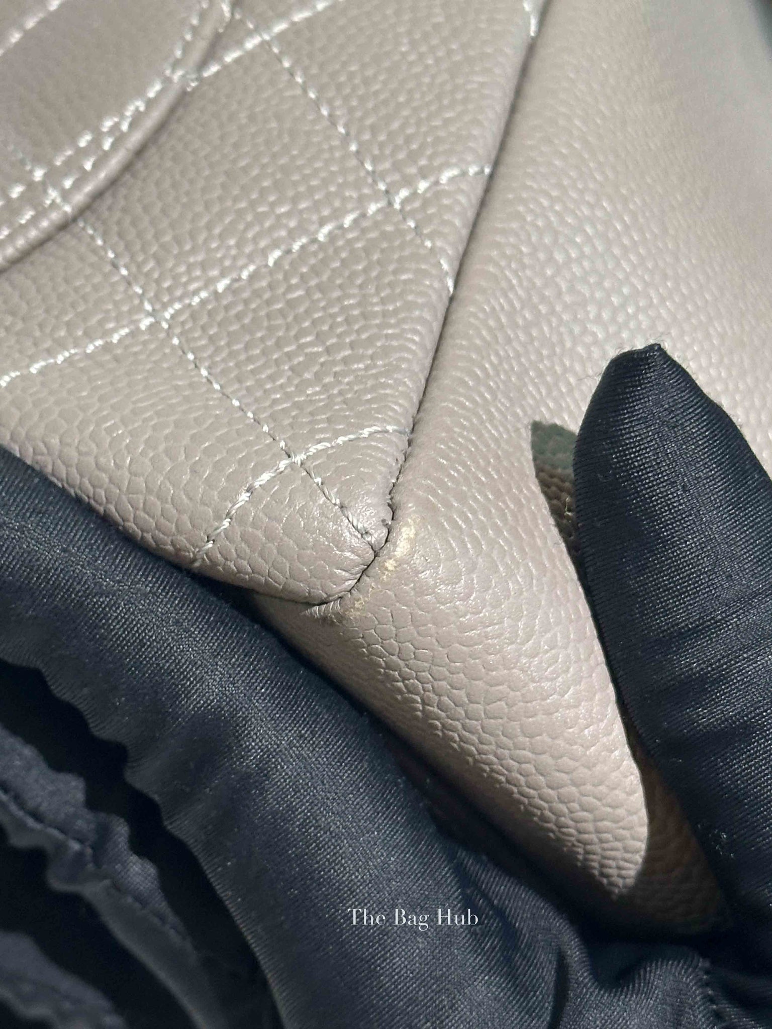 Chanel Gray Caviar Quilted Grand Shopping Tote Bag