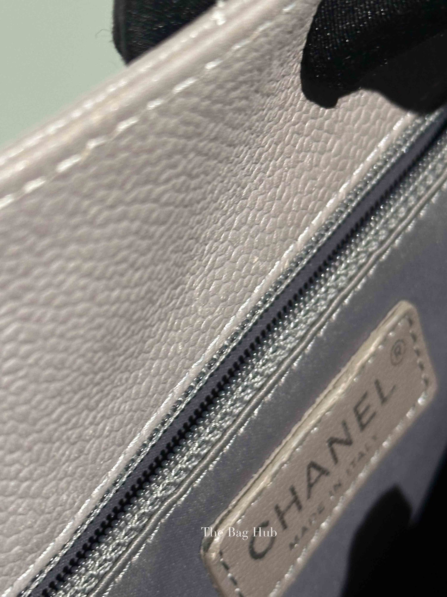 Chanel Gray Caviar Quilted Grand Shopping Tote Bag