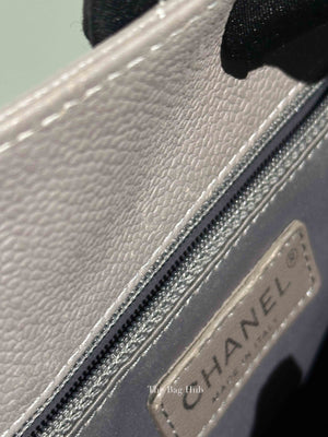 Chanel Gray Caviar Quilted Grand Shopping Tote Bag