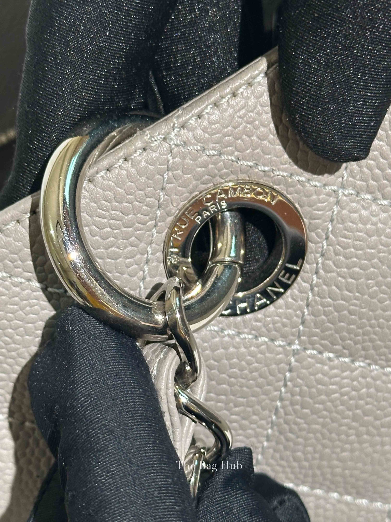 Chanel Gray Caviar Quilted Grand Shopping Tote Bag