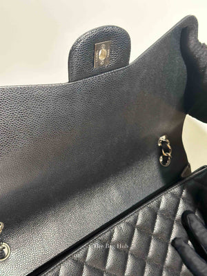 Chanel Black Quilted Caviar Maxi Classic Single Flap Bag SHW