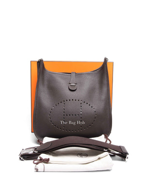 Hermes Ebene Taurillon Clemence Evelyne III PM 29 Bag PHW