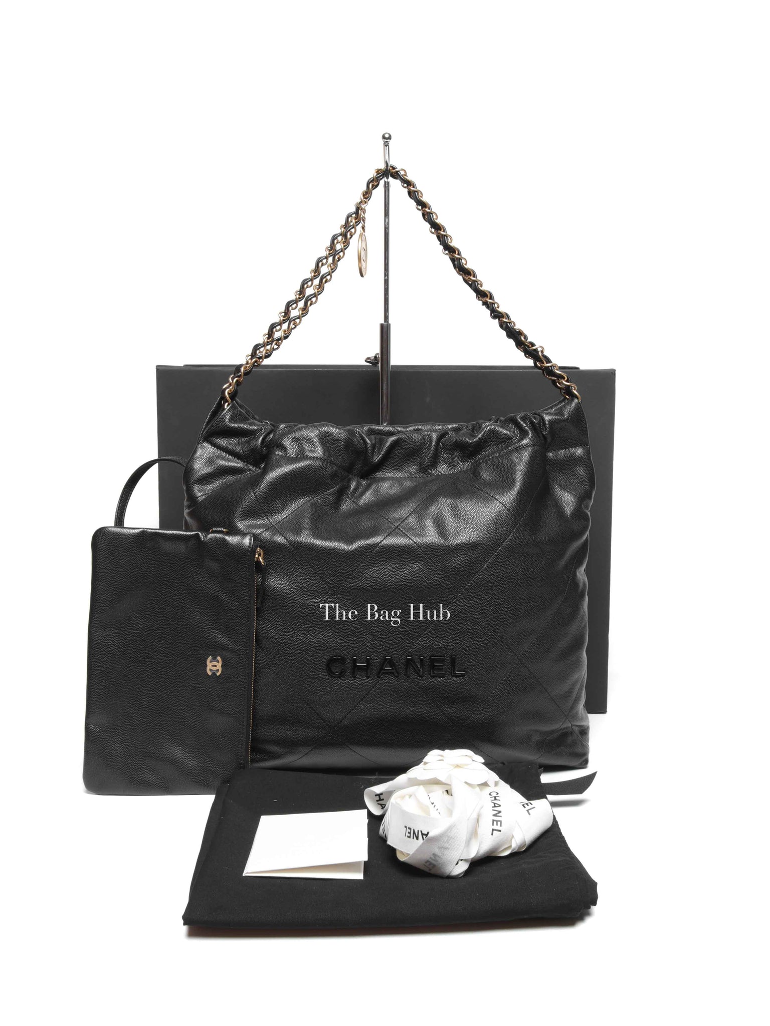 Chanel Black Caviar Quilted Small 22 Shoulder Bag GHW