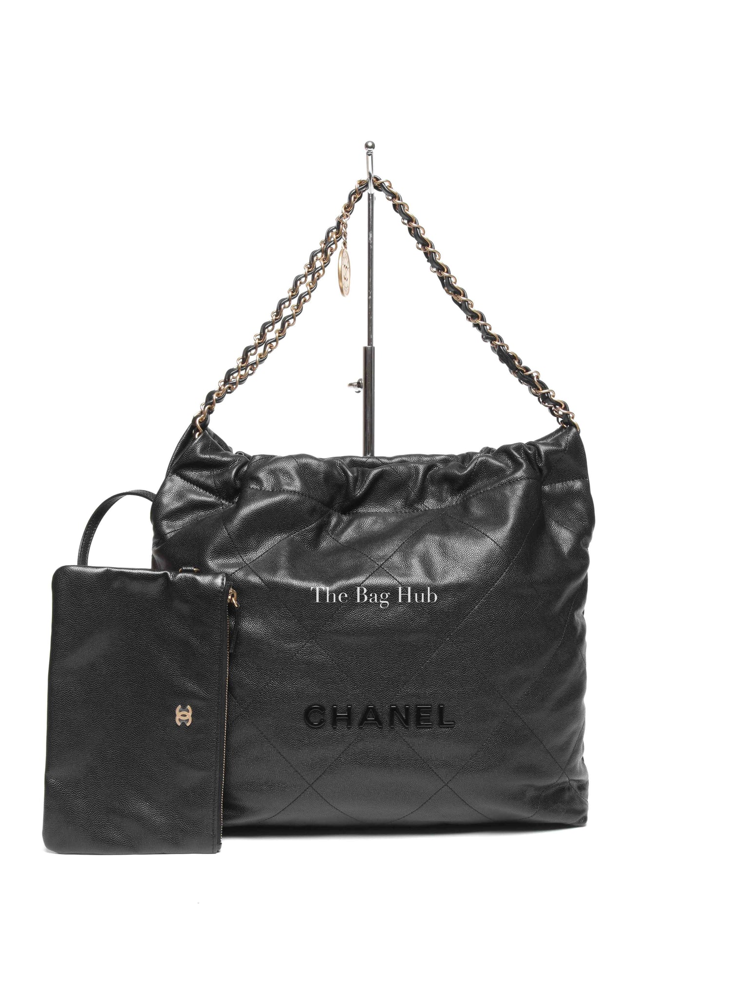 Chanel Black Caviar Quilted Small 22 Shoulder Bag GHW