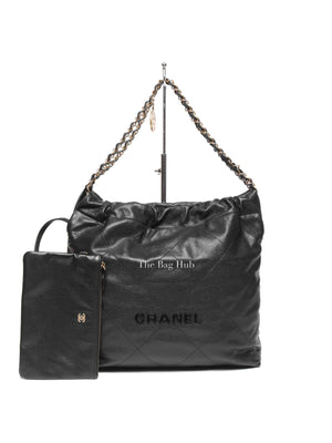 Chanel Black Caviar Quilted Small 22 Shoulder Bag GHW