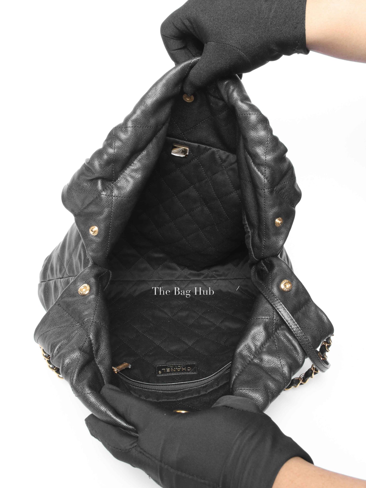 Chanel Black Caviar Quilted Small 22 Shoulder Bag GHW