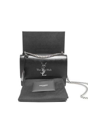 Saint Laurent Noir Smooth Leather Medium Sunset Shoulder Bag SHW