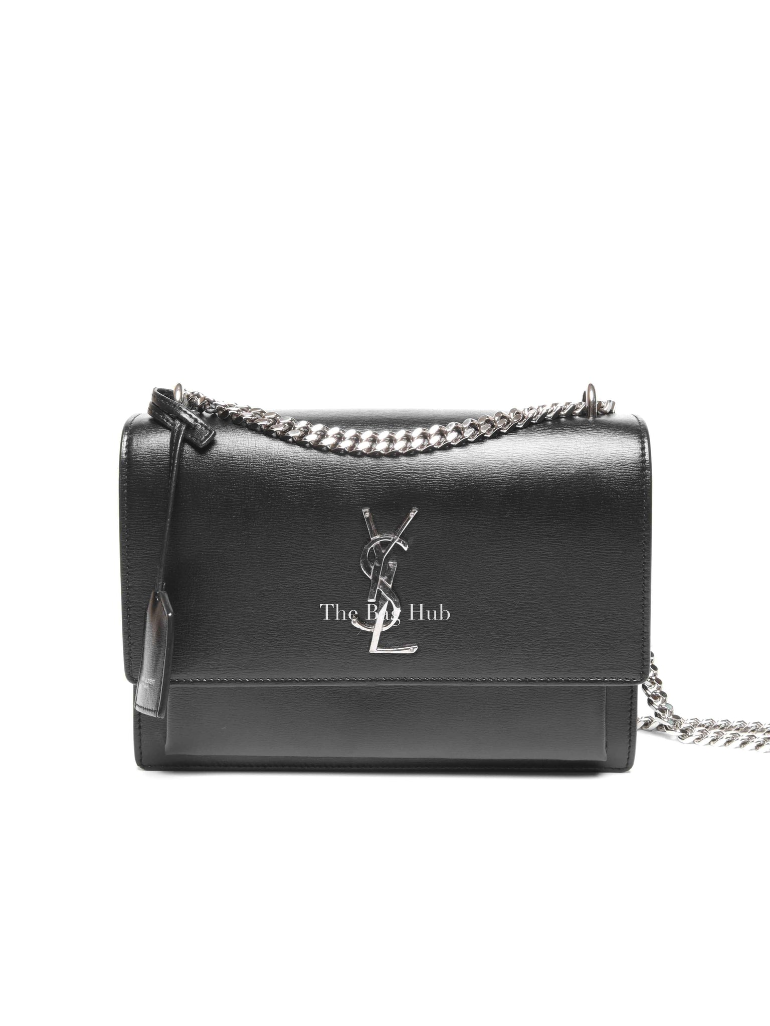 Saint Laurent Noir Smooth Leather Medium Sunset Shoulder Bag SHW