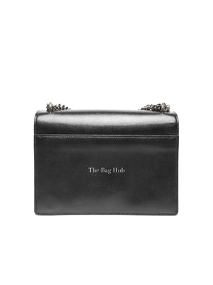 Saint Laurent Noir Smooth Leather Medium Sunset Shoulder Bag SHW