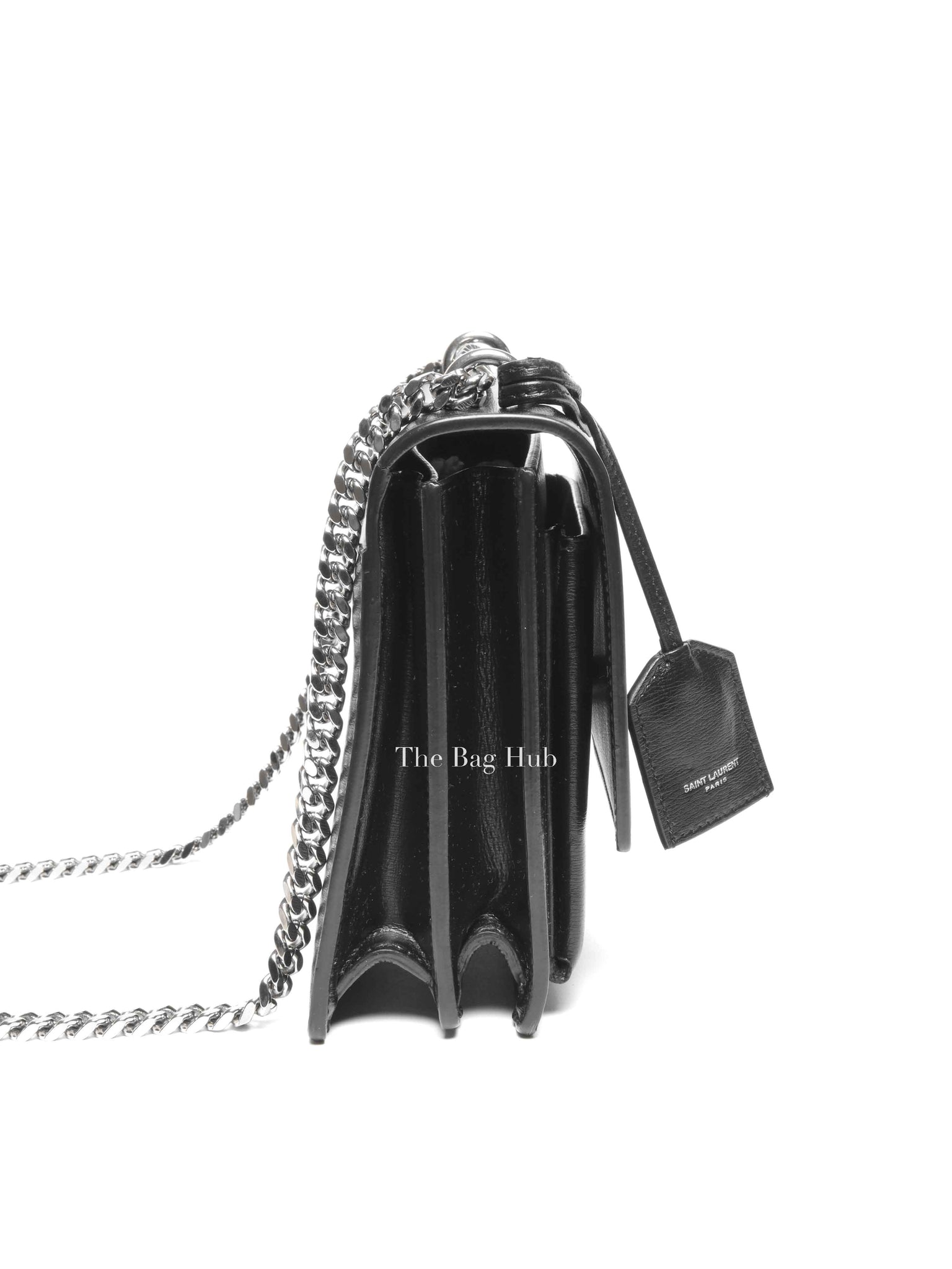 Saint Laurent Noir Smooth Leather Medium Sunset Shoulder Bag SHW