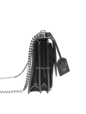 Saint Laurent Noir Smooth Leather Medium Sunset Shoulder Bag SHW