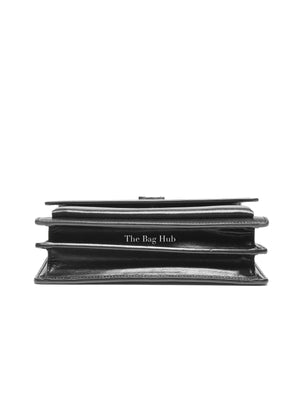 Saint Laurent Noir Smooth Leather Medium Sunset Shoulder Bag SHW