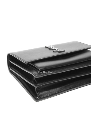Saint Laurent Noir Smooth Leather Medium Sunset Shoulder Bag SHW
