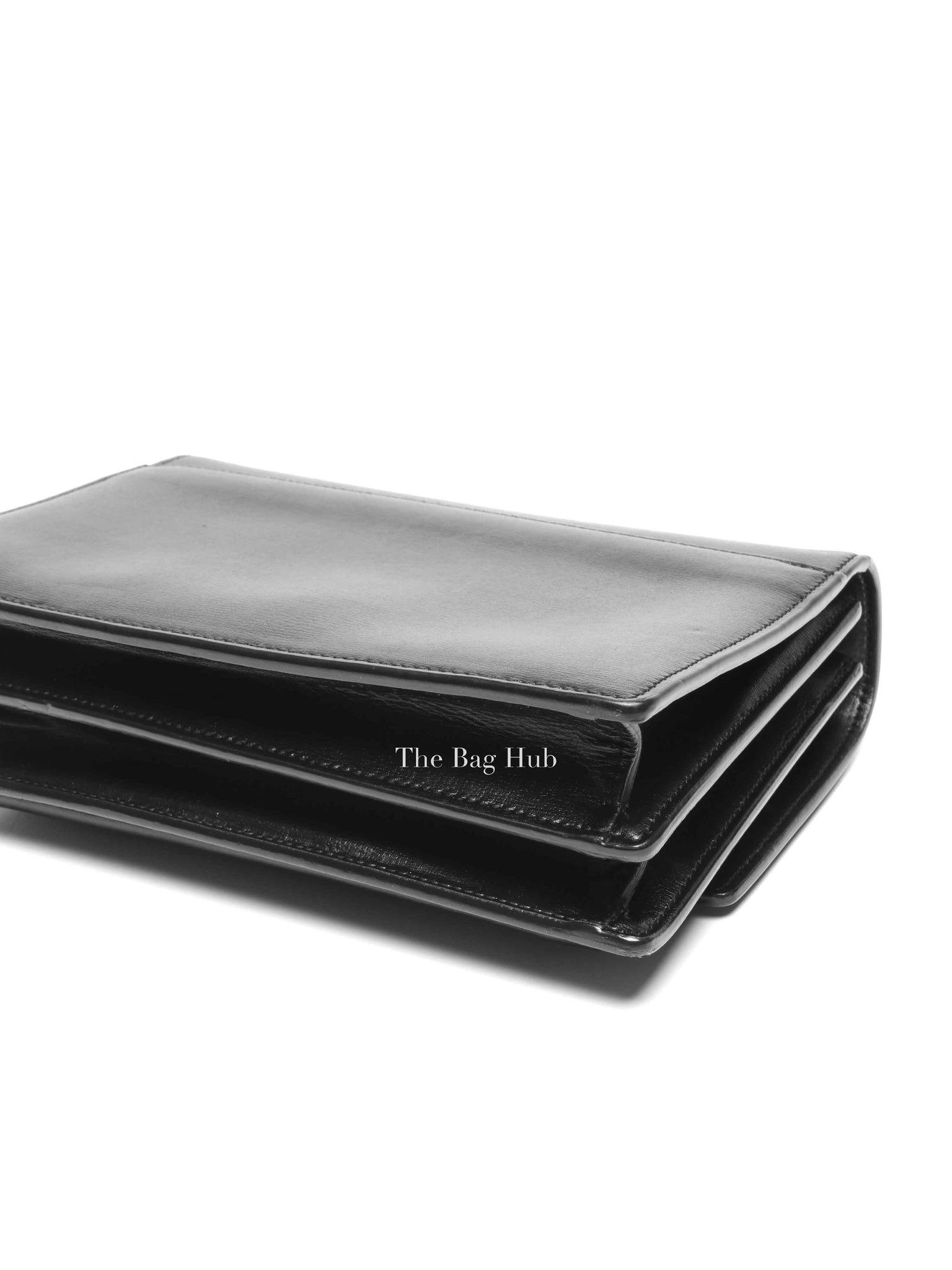 Saint Laurent Noir Smooth Leather Medium Sunset Shoulder Bag SHW